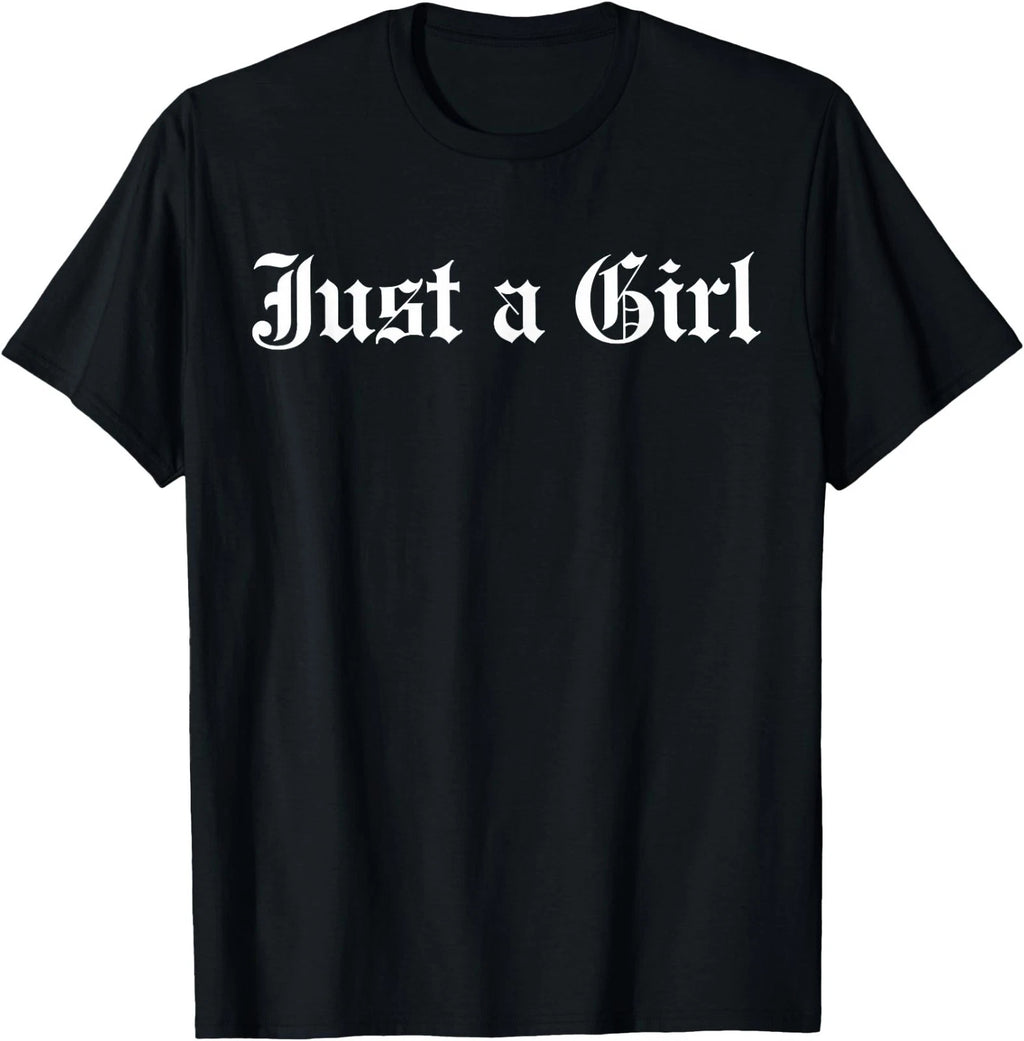 Just A Girl Gothic Blackletter Typography Design T-Shirt
