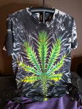 Vintage Tie Dye Marijuana Pot Leaf T Shirt L 90s