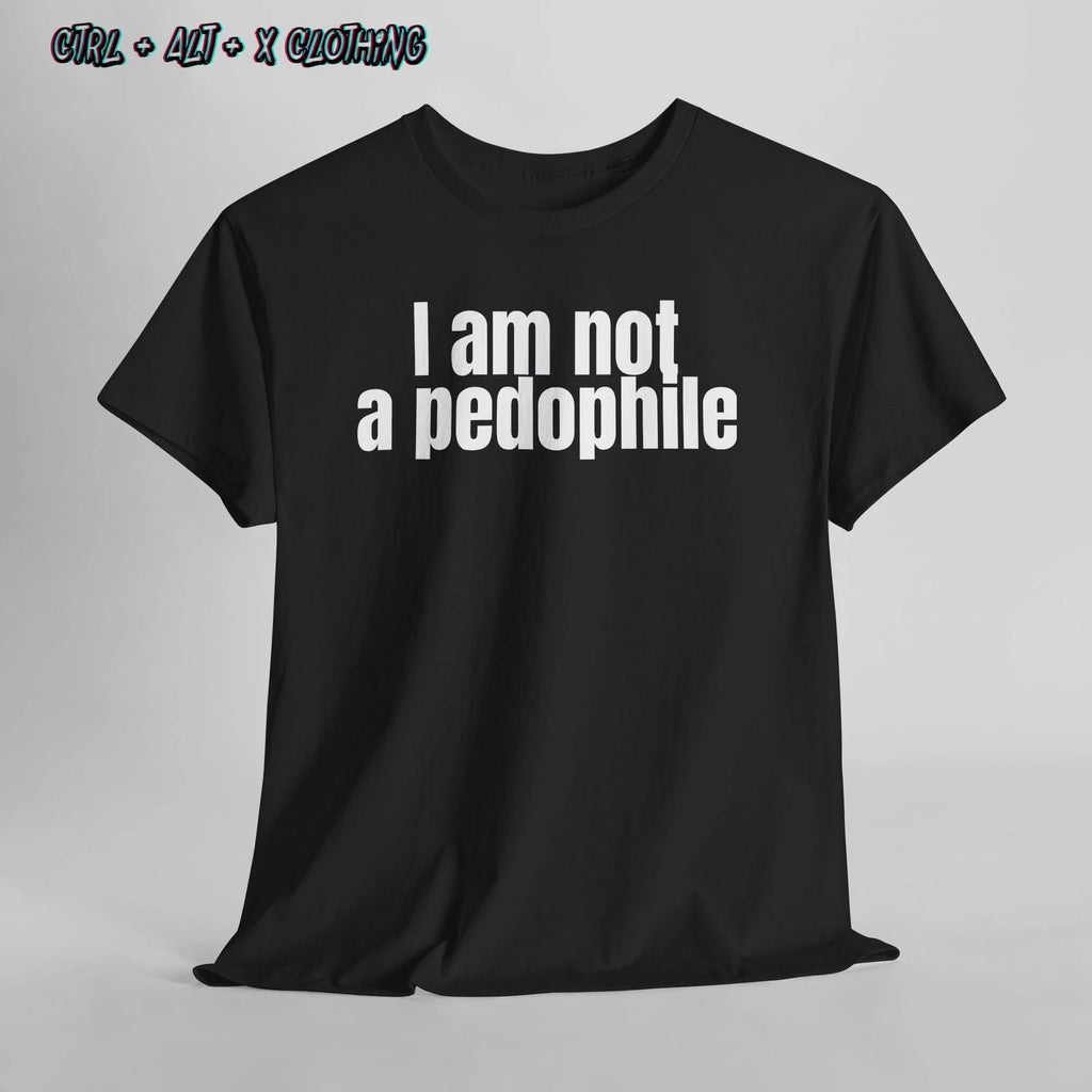 I Am Not a Pedophile Bold Irony Tee, Funny Unisex Statement Shirt, dark humour