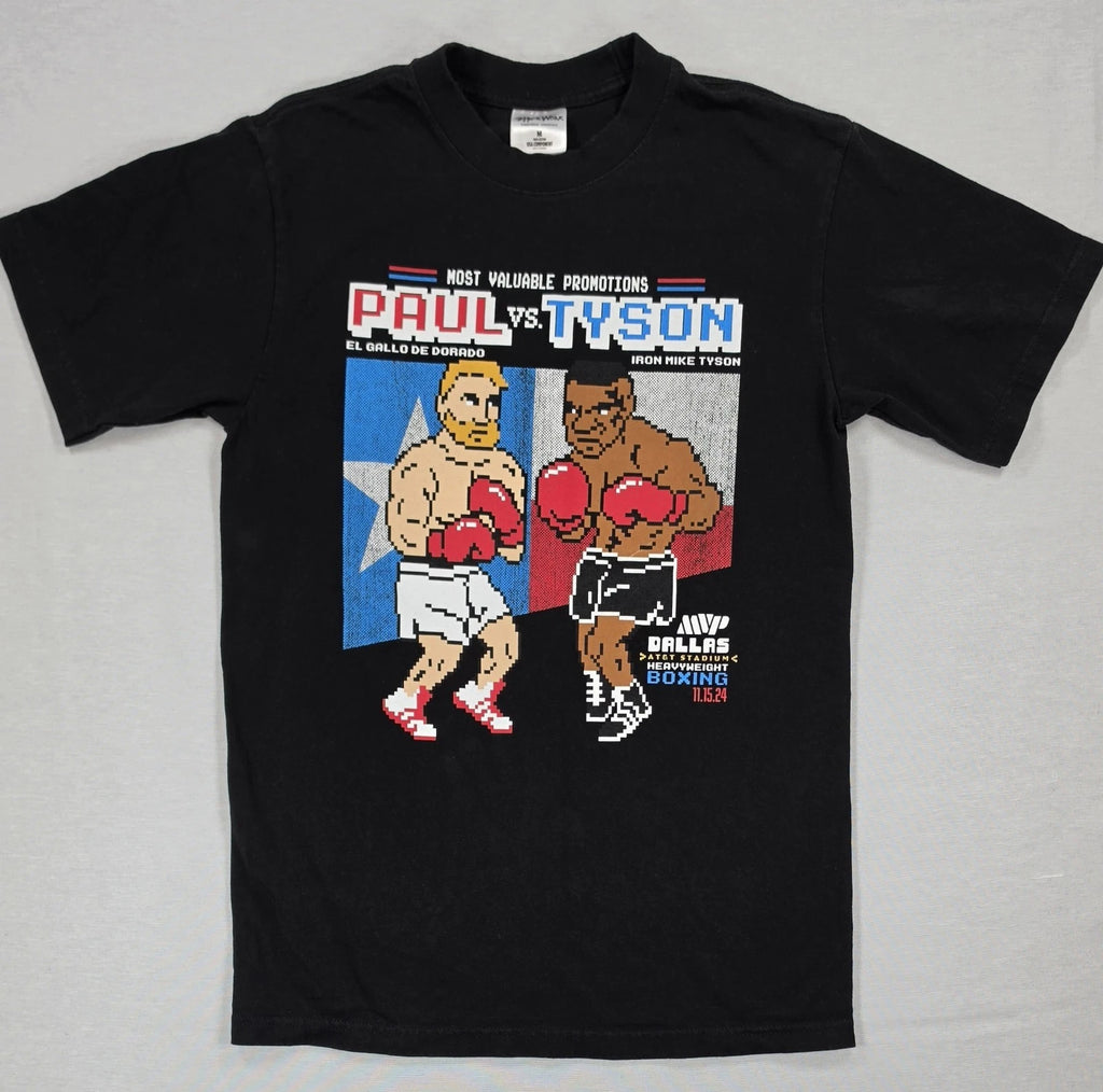 Jake Paul Vs Mike Tyson MVP Pixel Art Boxing T Shirt Dallas 2024 Mens M
