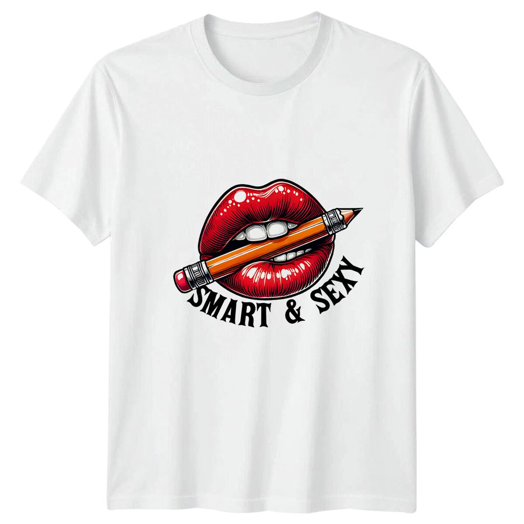 Smart & Sexy Lips Pencil Pop Art T-Shirt Adult Mens Womens