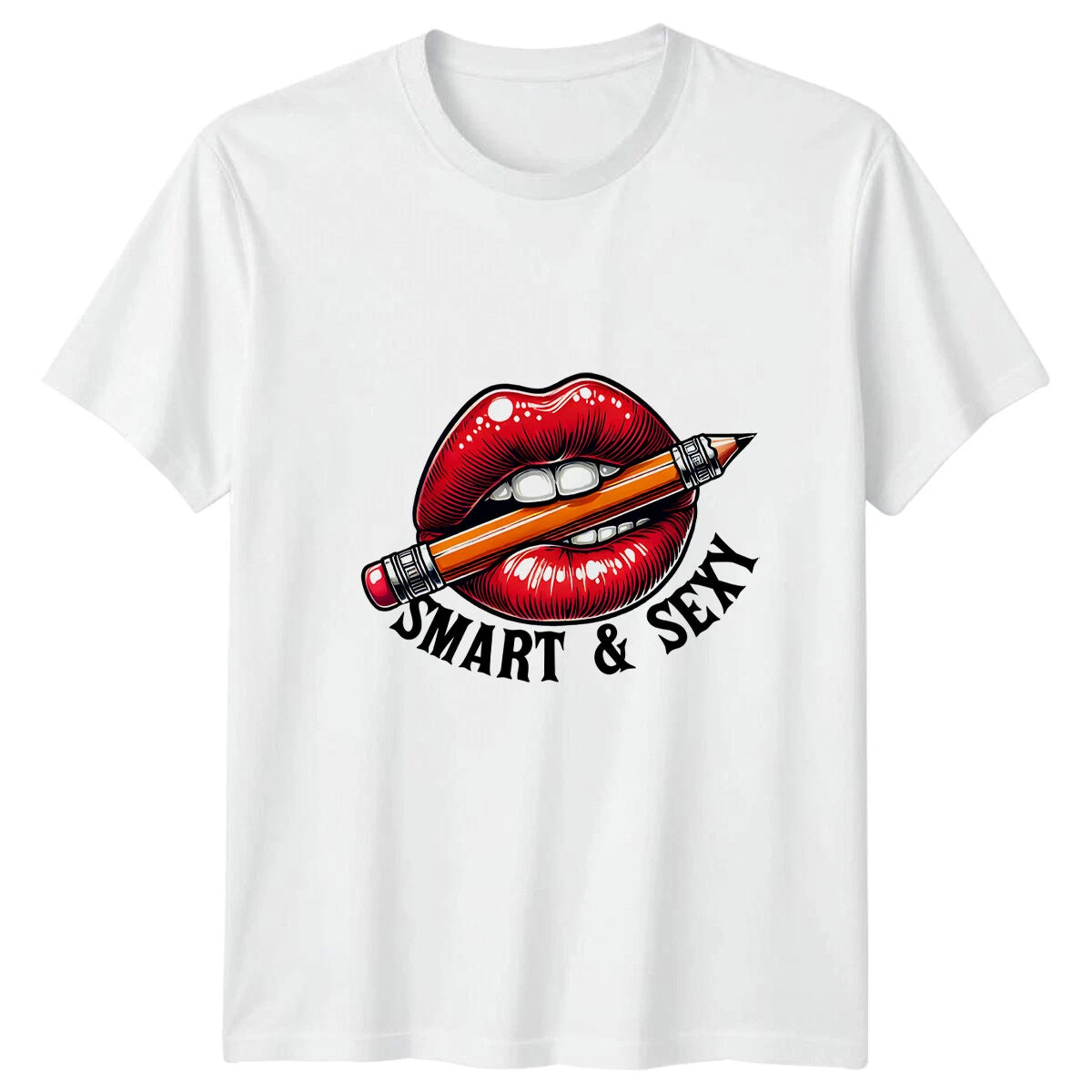 Smart & Sexy Lips Pencil Pop Art T-Shirt Adult Mens Womens