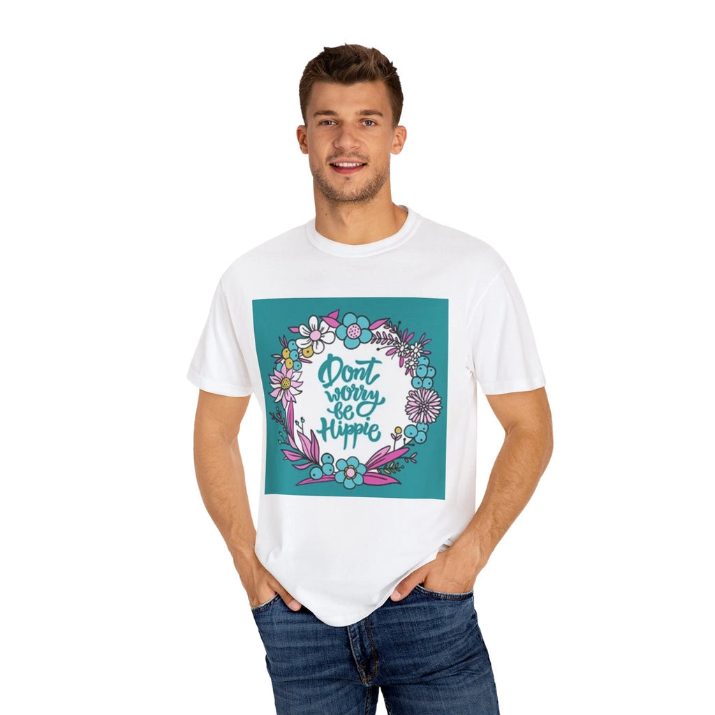 Unisex Garment-Dyed T-Shirt, "Don't Worry Be Hippie" Tee, Bohemian Style [...]