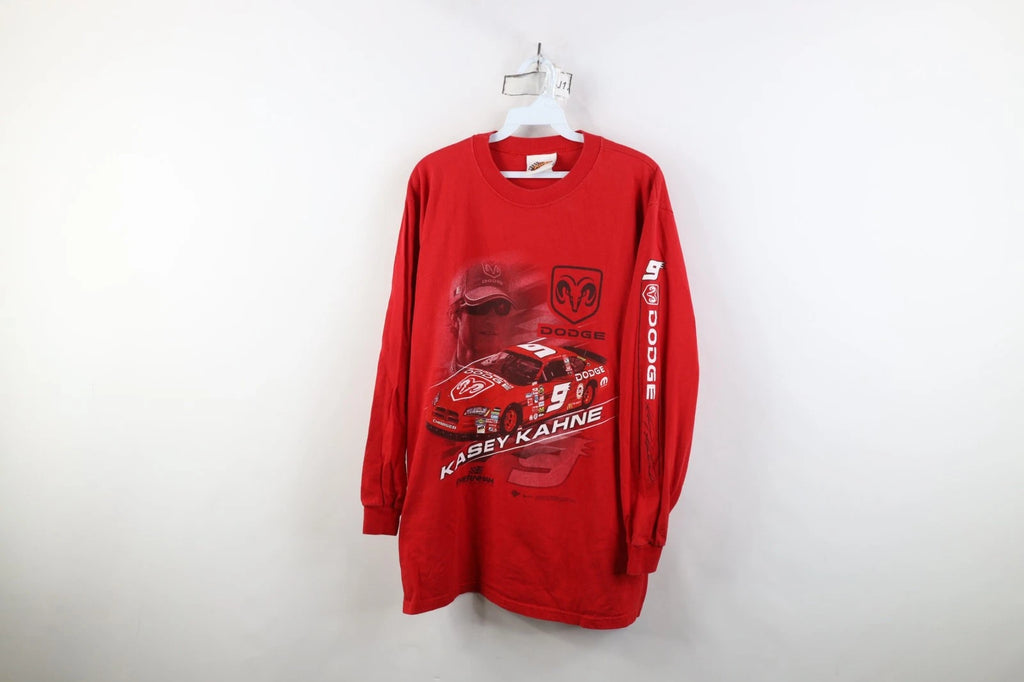 Vintage Y2K NASCAR Mens Large Faded Kasey Kahne Racing Long Sleeve T-Shirt Red