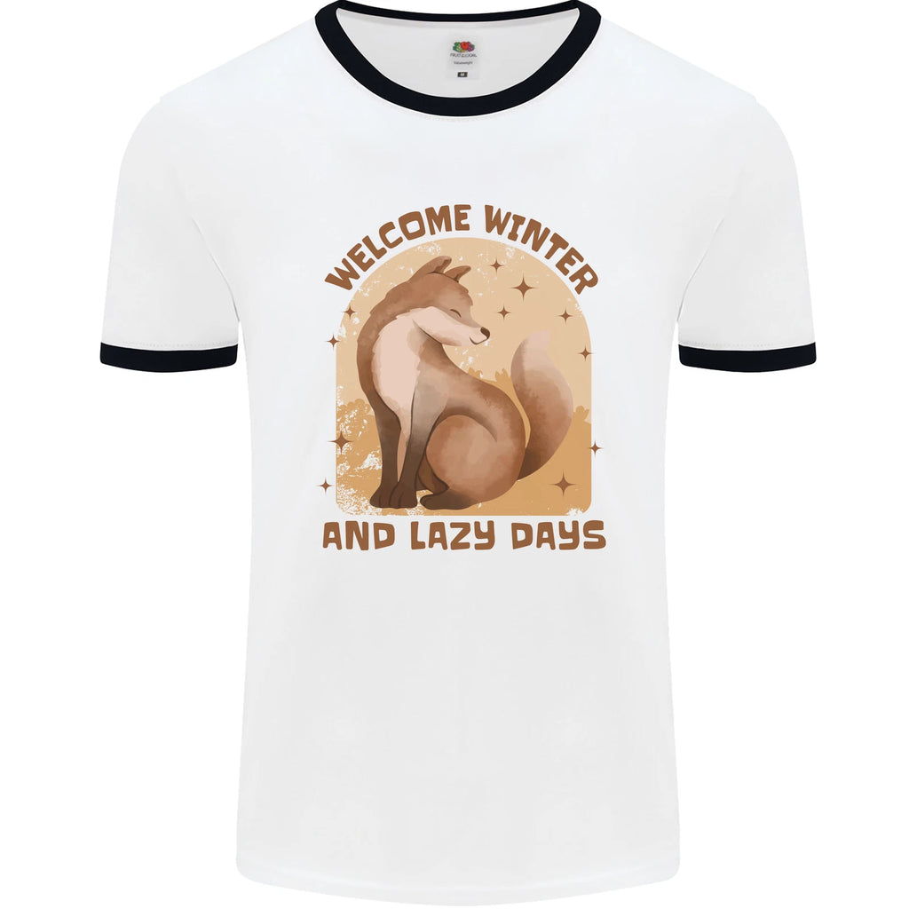 Fox Welcome Winter and Lazy Days Mens Ringer T-Shirt