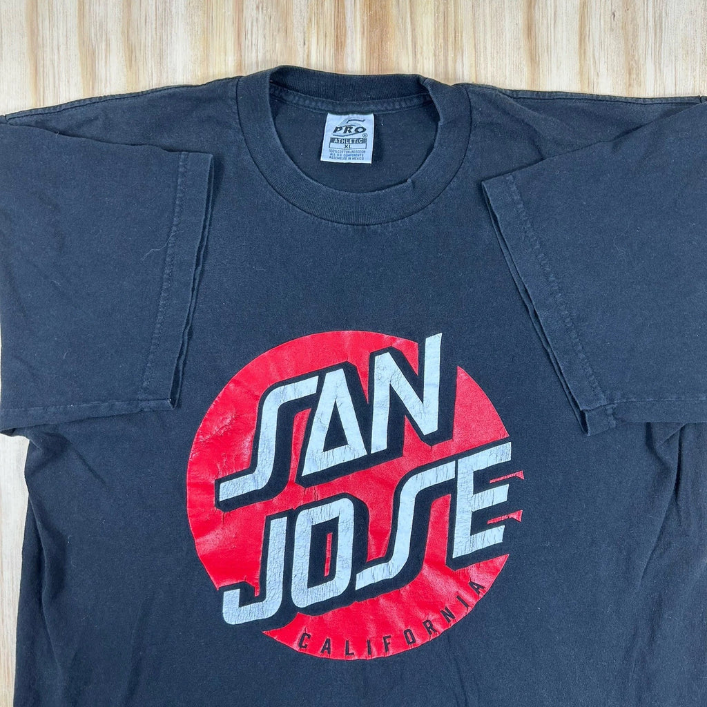Y2K San Jose Santa Cruz Skateboard T Shirt Black Size Size XL Short Sleeve VTG