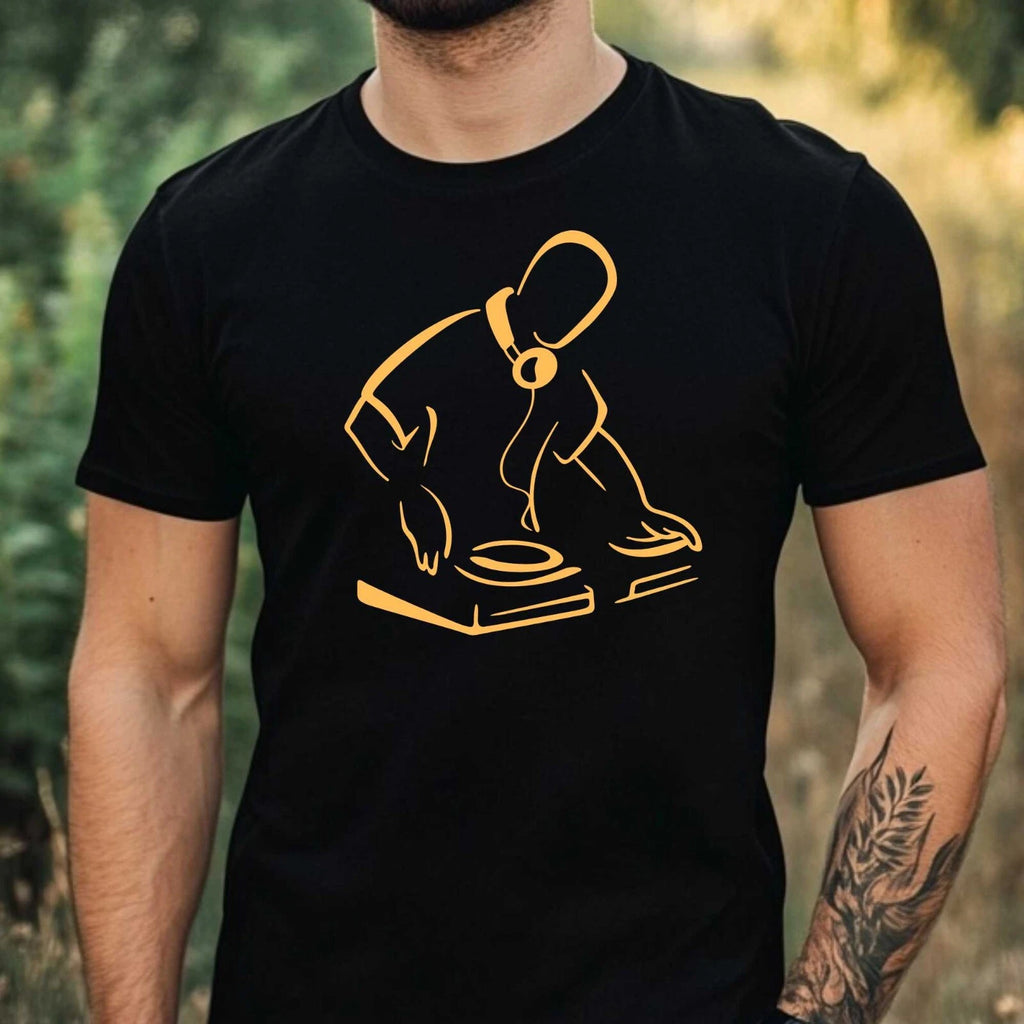 Mens T-Shirt Headphones DJ Club Turntable Theme Cotton Size XS to 5XL