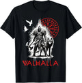 Valhalla Odin Wolf and Raven Viking Runes Norse Compass Gift Unisex T-Shirt