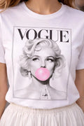 Vogue Marilyn Monroe Bubble Gum Graphic T-Shirt, Vintage Fashion Top
