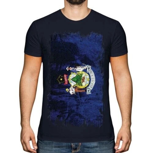Maine Zustand Grunge Flagge Herren T-Shirt Mainer Hemd Jersey Geschenk