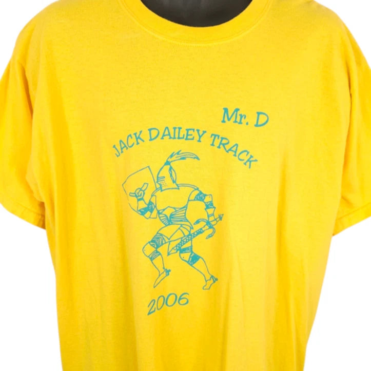 Vintage Jack Dailey Track T Shirt Mens Size XL Yellow Y2K Las Vegas School