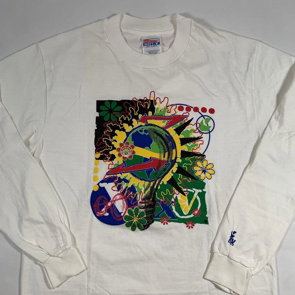 Vintage 90s Abstract Pop Art Long Sleeve T-Shirt Mens Medium XXV Years Globe