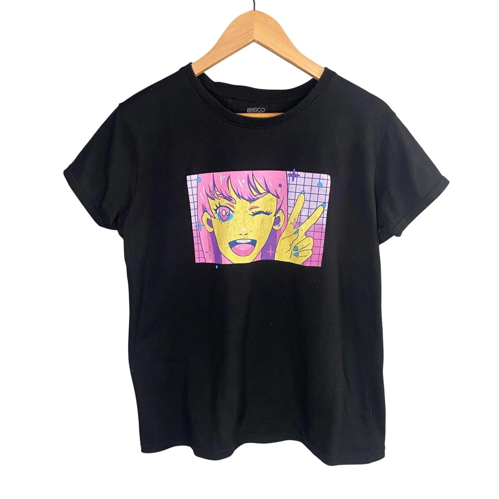 Brisco Brands Black Anime Graphic T Shirt XL Short Sleeve Streetwear Y2k