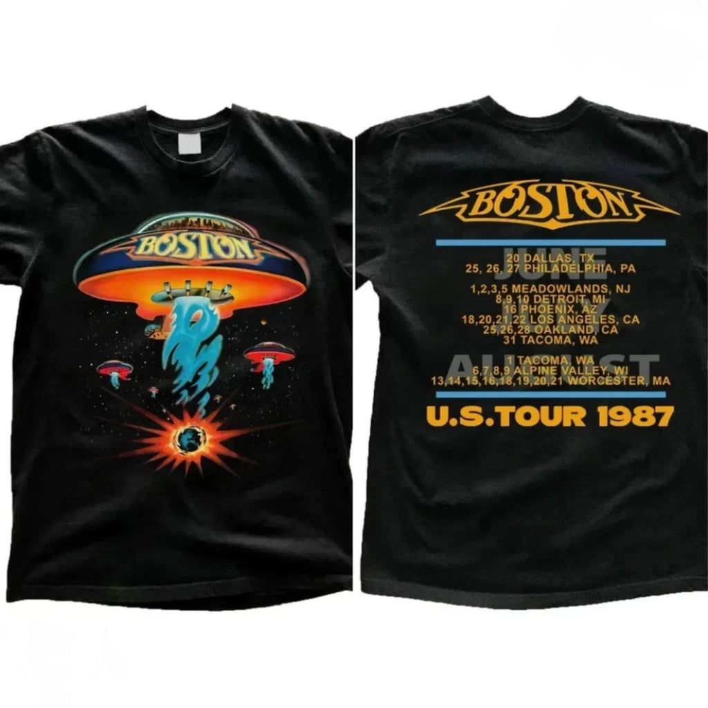 Boston 1987 U.S. Tour Vintage Rock Band Concert 2-Sided Unisex T-Shirt Reprint