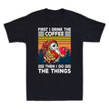 Owl First I Drink The Coffee Then I Do The Things Vintage Men's T-Shirt Black