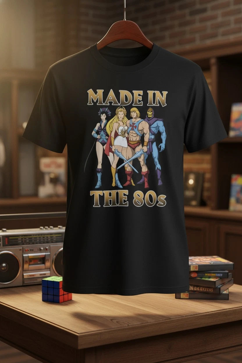 Unisex Adult Black T-shirt Master Of The Universe Motu Made In The 80s New