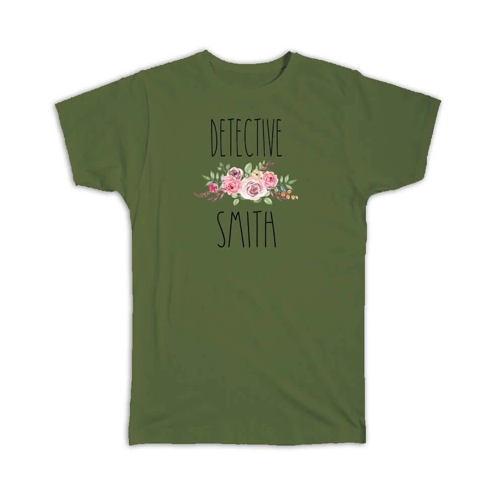 Gift T-Shirt : Personalized Detective Boho Name Floral Roses Flowers