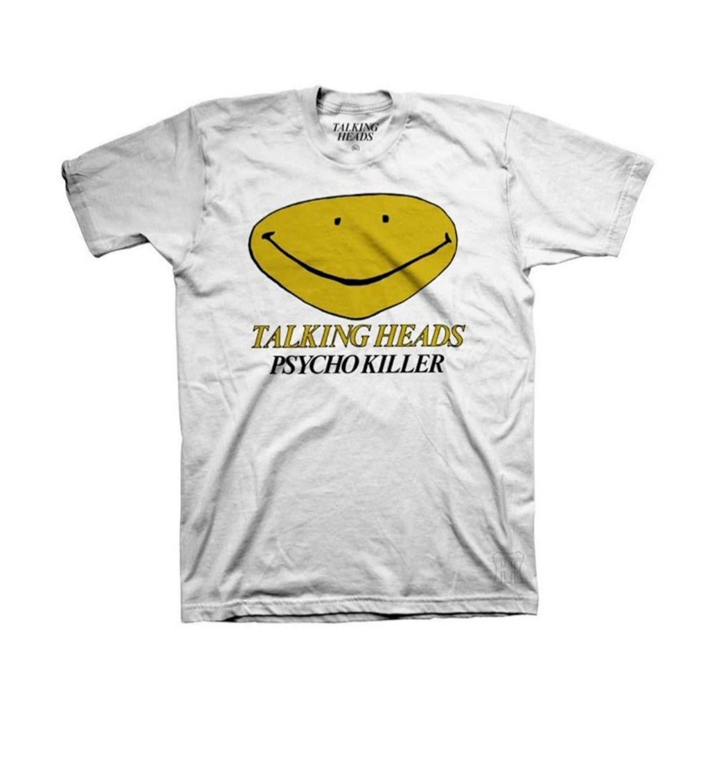 New Authentic Talking Heads Band Psycho Killer Smiley Face White T-Shirt