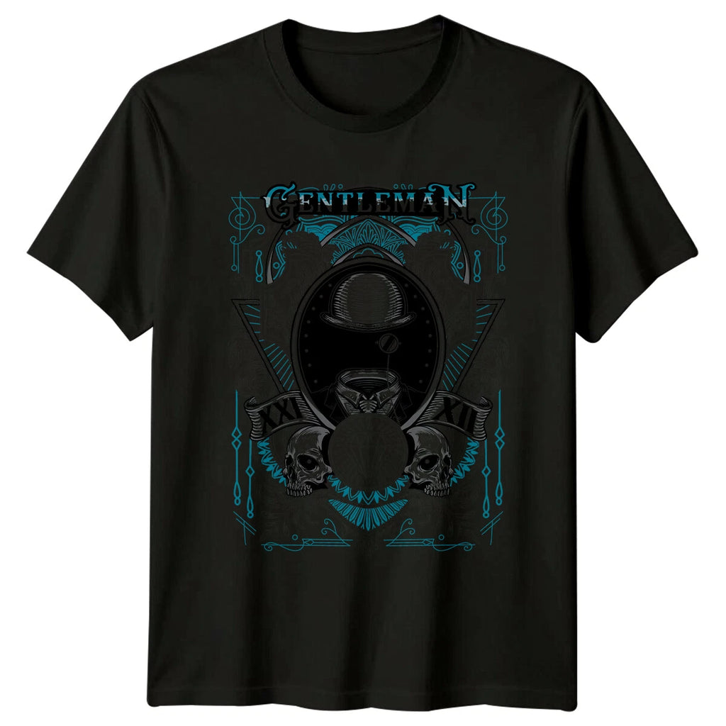 Gentleman Bowler Hat Skulls Fashion Mens T-Shirt Womens Graphic Tee