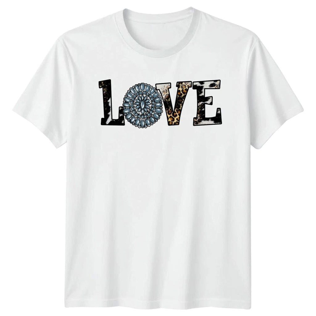 Love Womens T-Shirt Boho Western Country Valentines Day Gift For Her