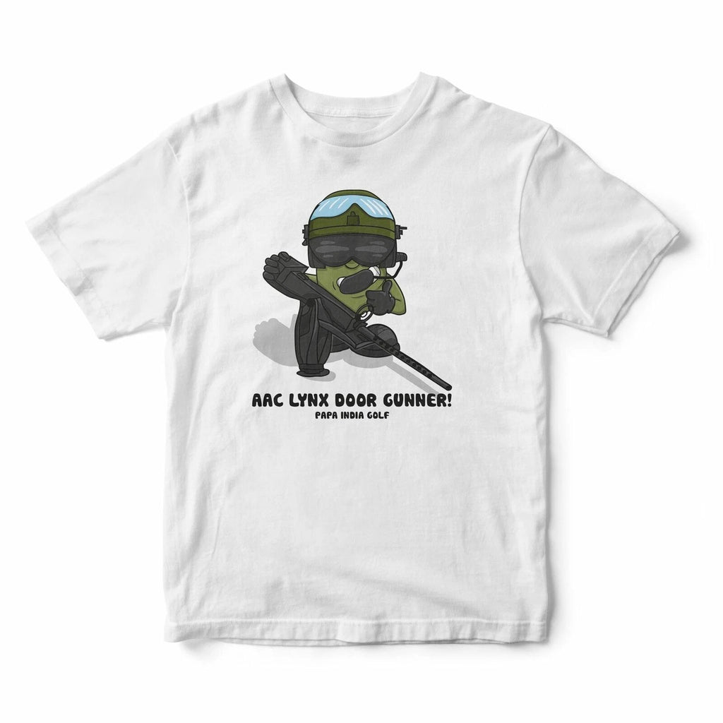HM Forces Army Air Corps Old Skool Lynx Helicopter - Door Gunner by Pig  T-shirt