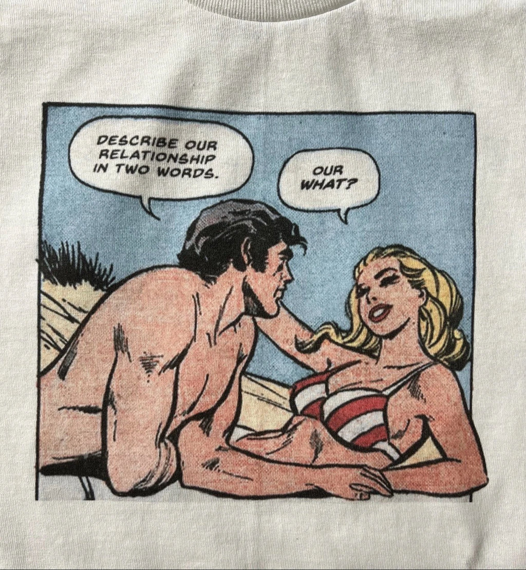 Our What? funny summer comic white Size Large unisex T-shirt