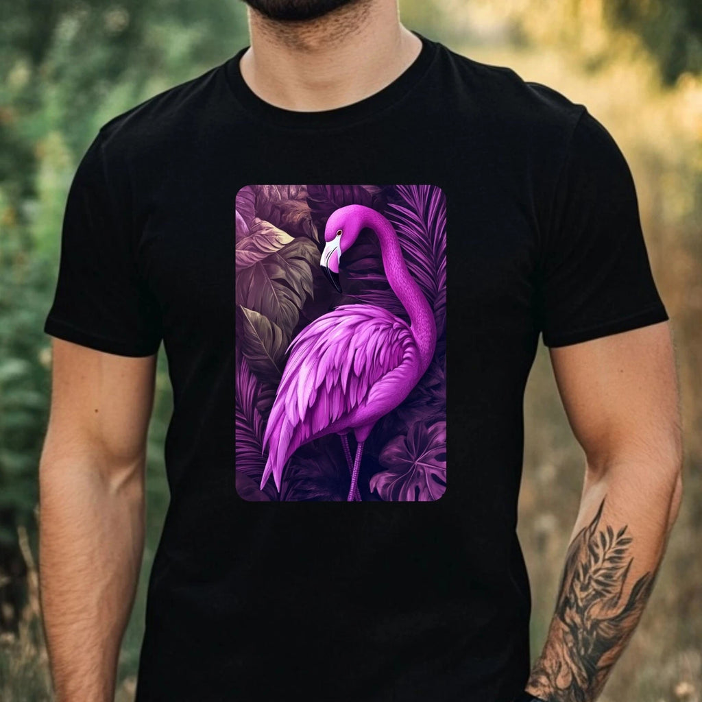 Mens Purple Flamingo Motif Cotton T-Shirt Size XS to 5XL