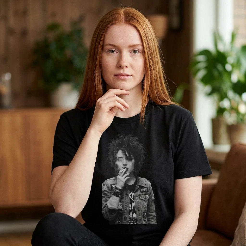 Grunge Punk Portrait Tee | Graphic T-Shirt faded