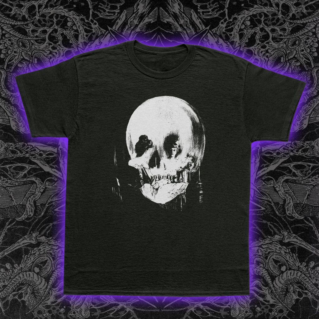 All Is Vanity T-Shirt Optical Illusion Memento Mori Skull Woman Mirror Art Tee