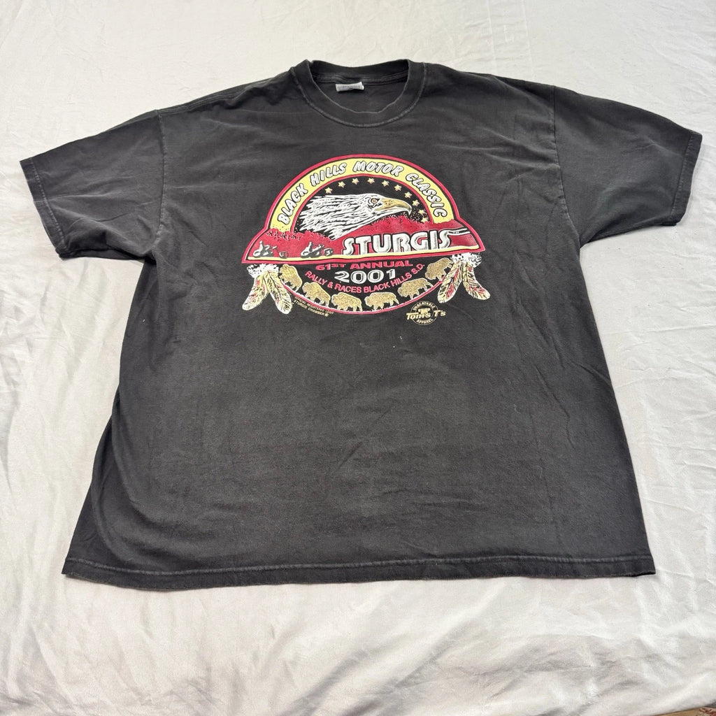 Vintage Motorcycle Shirt Mens XL Sturgis Biker Rally Y2K 2001 Black