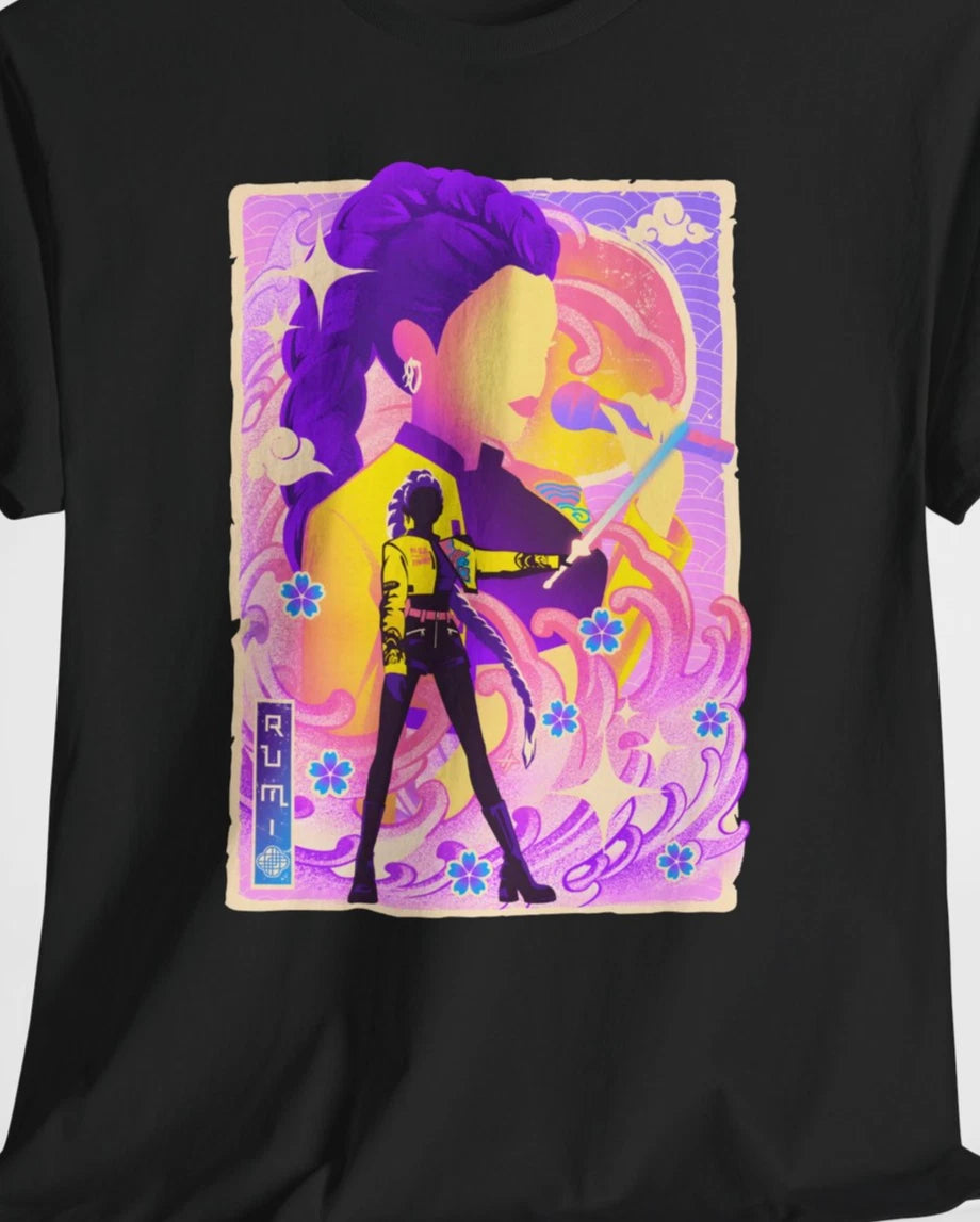 Anime Tshirt, K-pop anime movie, Black shirt, Crew neck, Heavy cotton tee