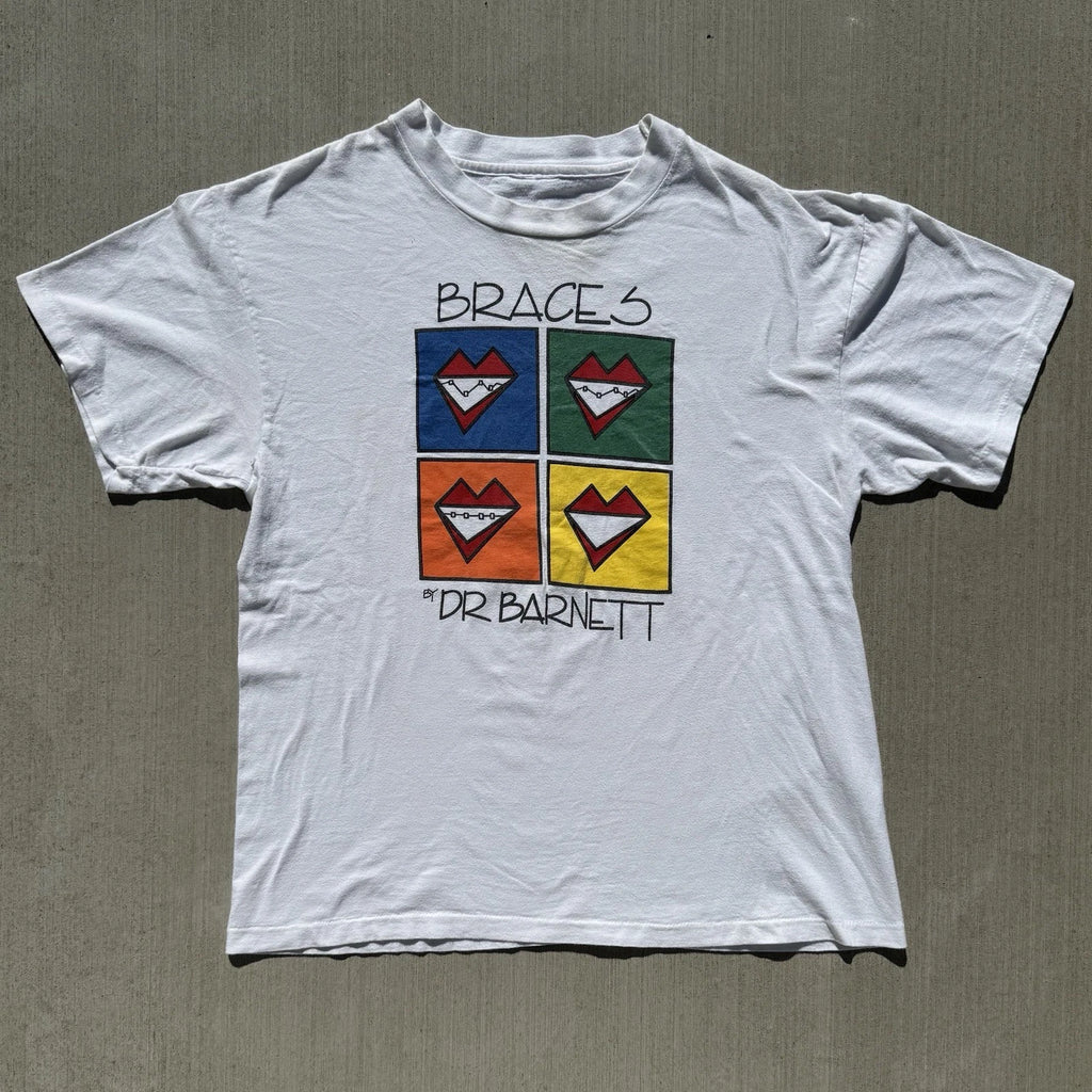 Vintage 90s Braces by Dr Barnett Pop Art T Shirt Size XL