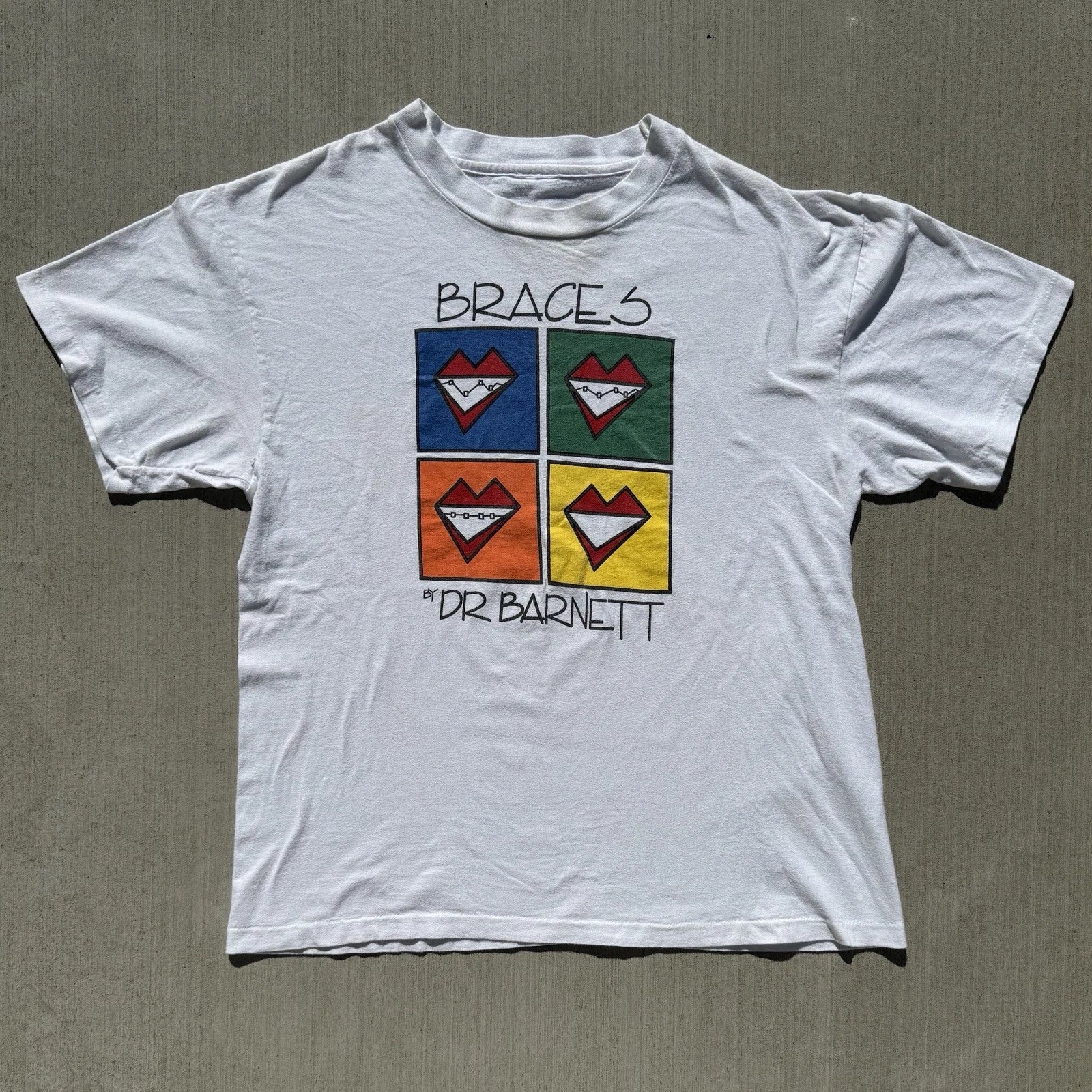 Vintage 90s Braces by Dr Barnett Pop Art T Shirt Size XL