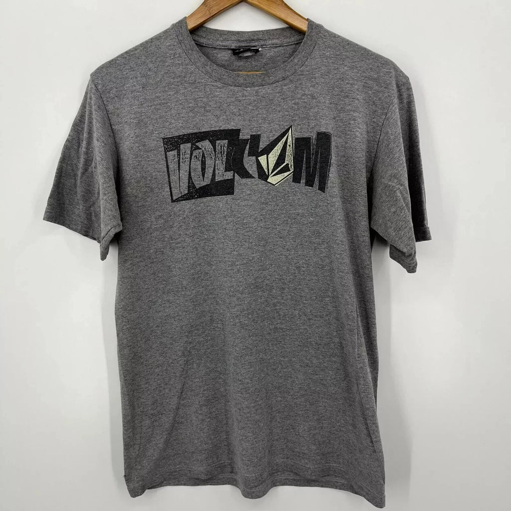 Volcom T-Shirt Men's Size S Gray Short Sleeve Crew Neck Stone Logo Y2K