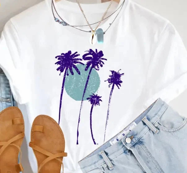 Palm Sunset Shirt Boho Beach Vacation Summer Graphic Tee