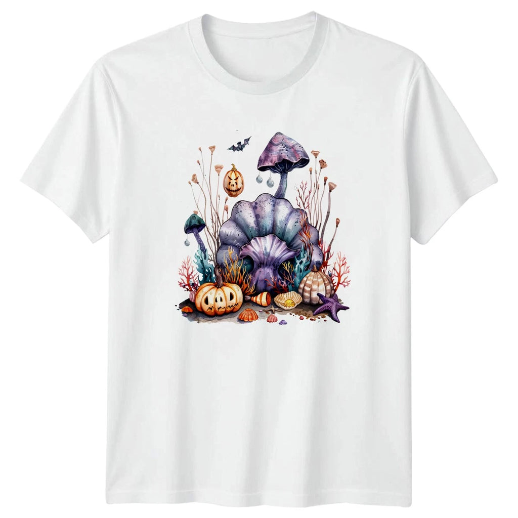 Spooky Underwater Halloween Shell Mushroom T-Shirt Gift For Him And Her