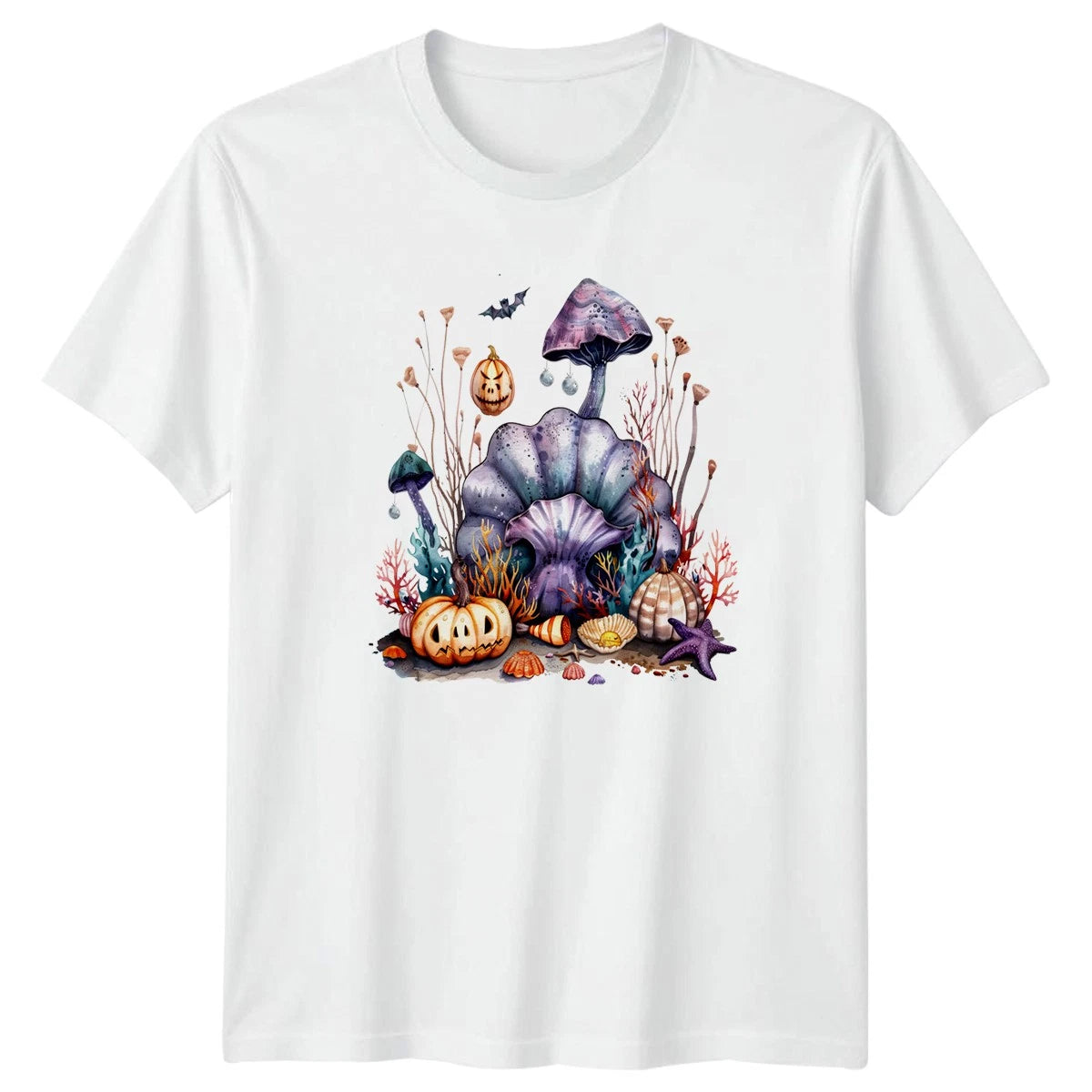 Spooky Underwater Halloween Shell Mushroom T-Shirt Gift For Him And Her