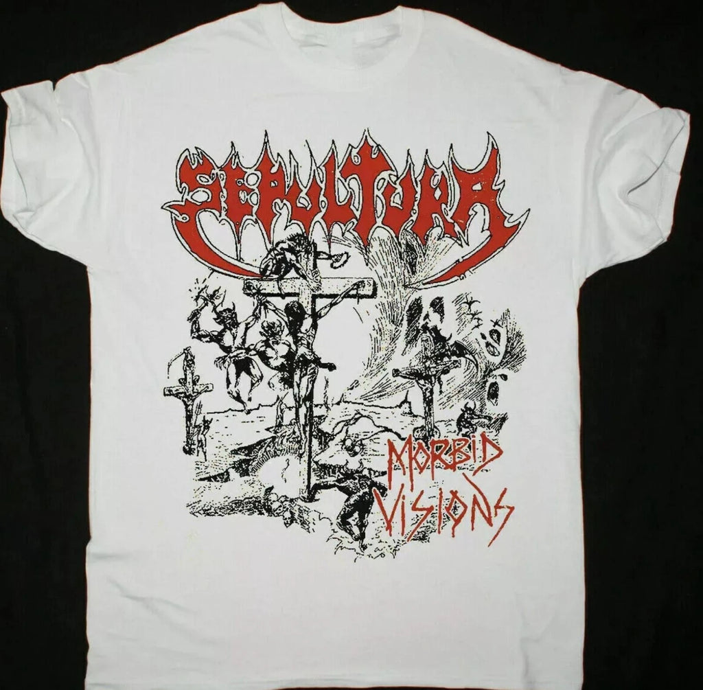 SEPULTURA MORBID VISIONS SHort Sleeve Cotton White Men T-shirt