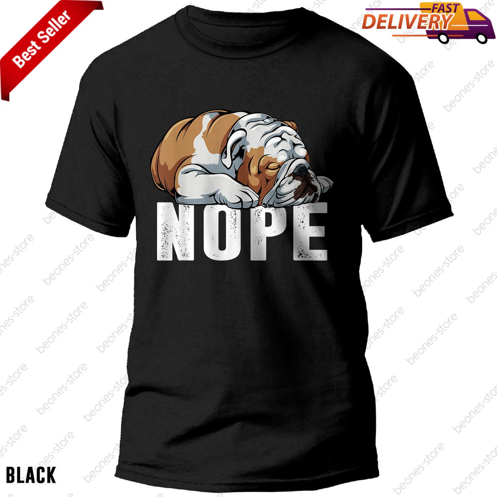 Nope Lazy English Bulldog Shirt Funny Graphic Gift Design for Dog Lovers
