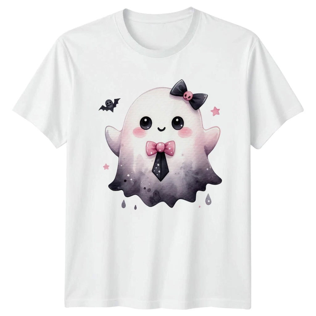 Pink Coquette Ghost Bow Womens T-Shirt Pastel Goth Halloween Gift For Her