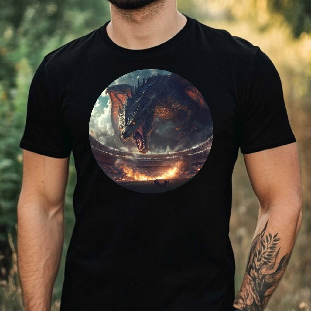Mens Giant Dragon Motif Cotton T-Shirt Size XS to 5XL