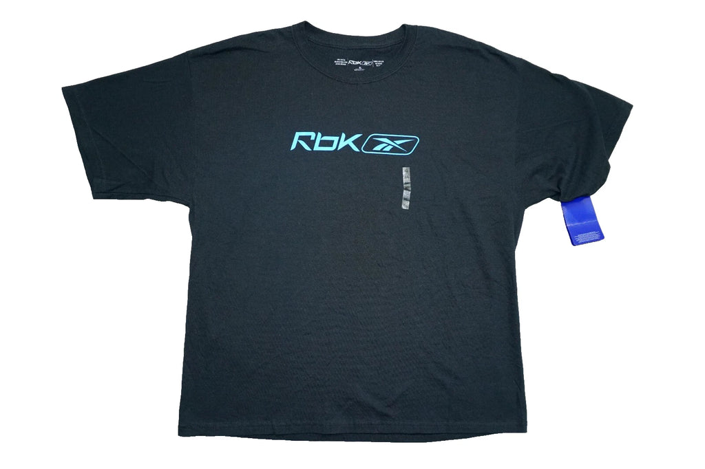 Reebok RBK Blue Logo T-Shirt Black Men's XL NWT Streetwear Retro Y2K