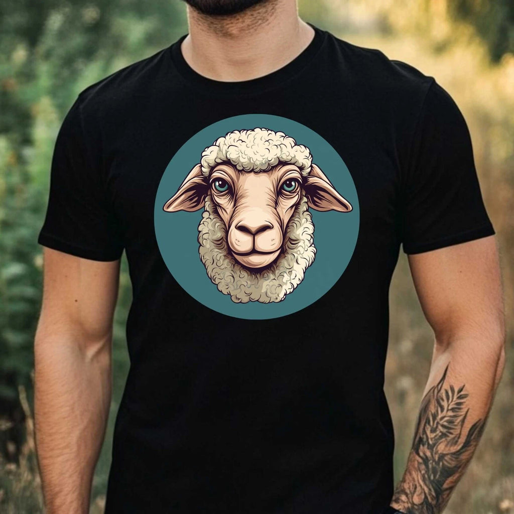 Mens Funny Sheep Face Motif Cotton T-Shirt Size XS to 5XL