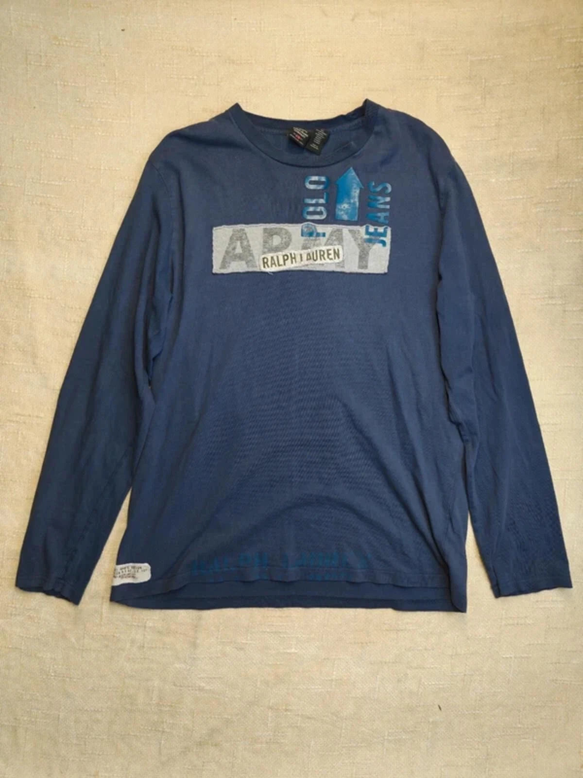 Vintage Polo Jeans Co Ralph Lauren Army Shirt Blue XL Long Sleeve Y2K 90s RL67