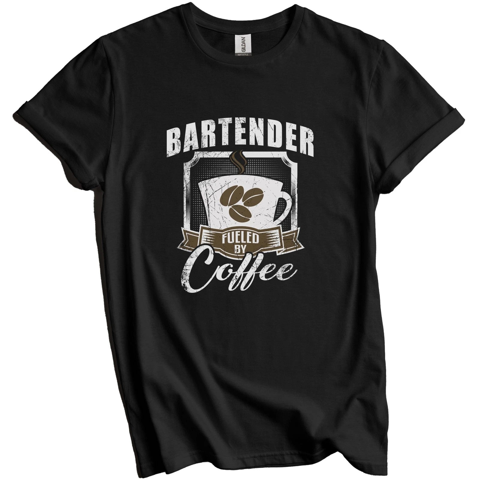 Bartender Fueled By Coffee Funny T-Shirt Gift for Bartender