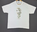 Vintage 90s Y2K Art Flower Nature Bird White Shirt Large Hanes Tee Shirt Rare