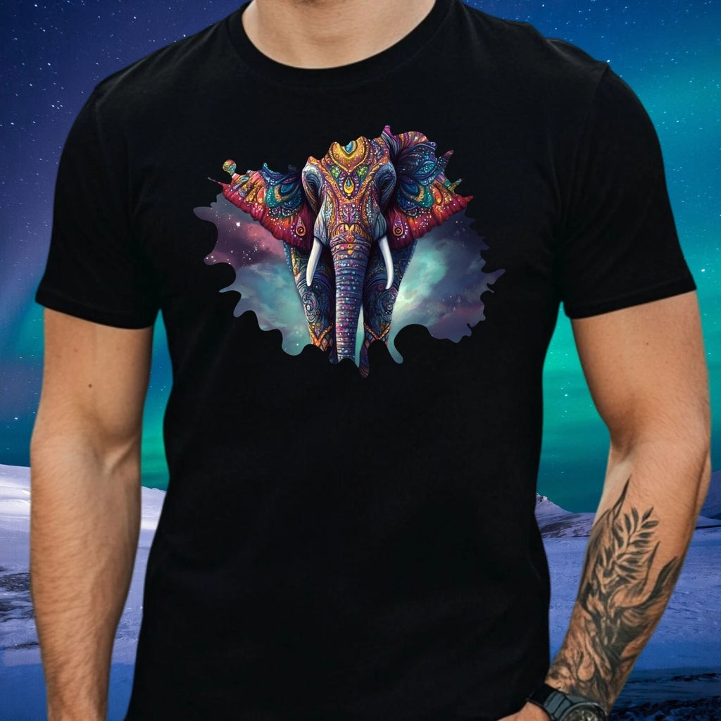 Mens Elephant Motif Cotton T-Shirt Size XS to 5XL