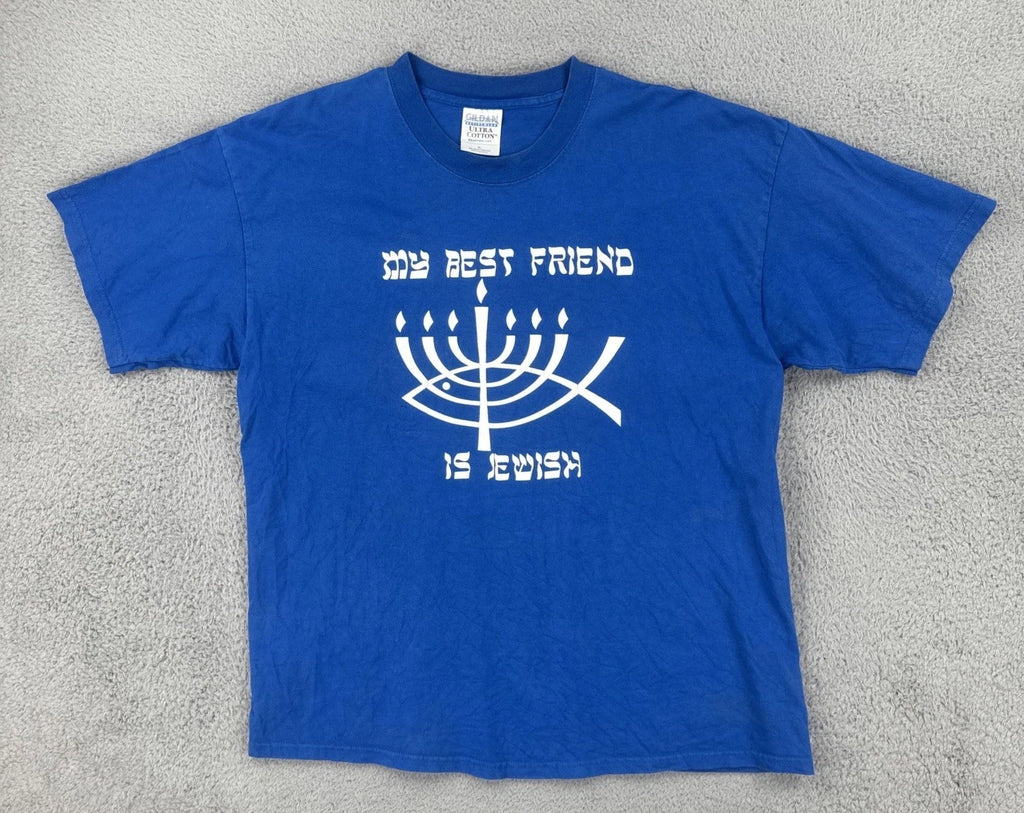 Vintage Gildan 90s XL Blue T Shirt My Best Friend Is Jewish Yours Should Be Too
