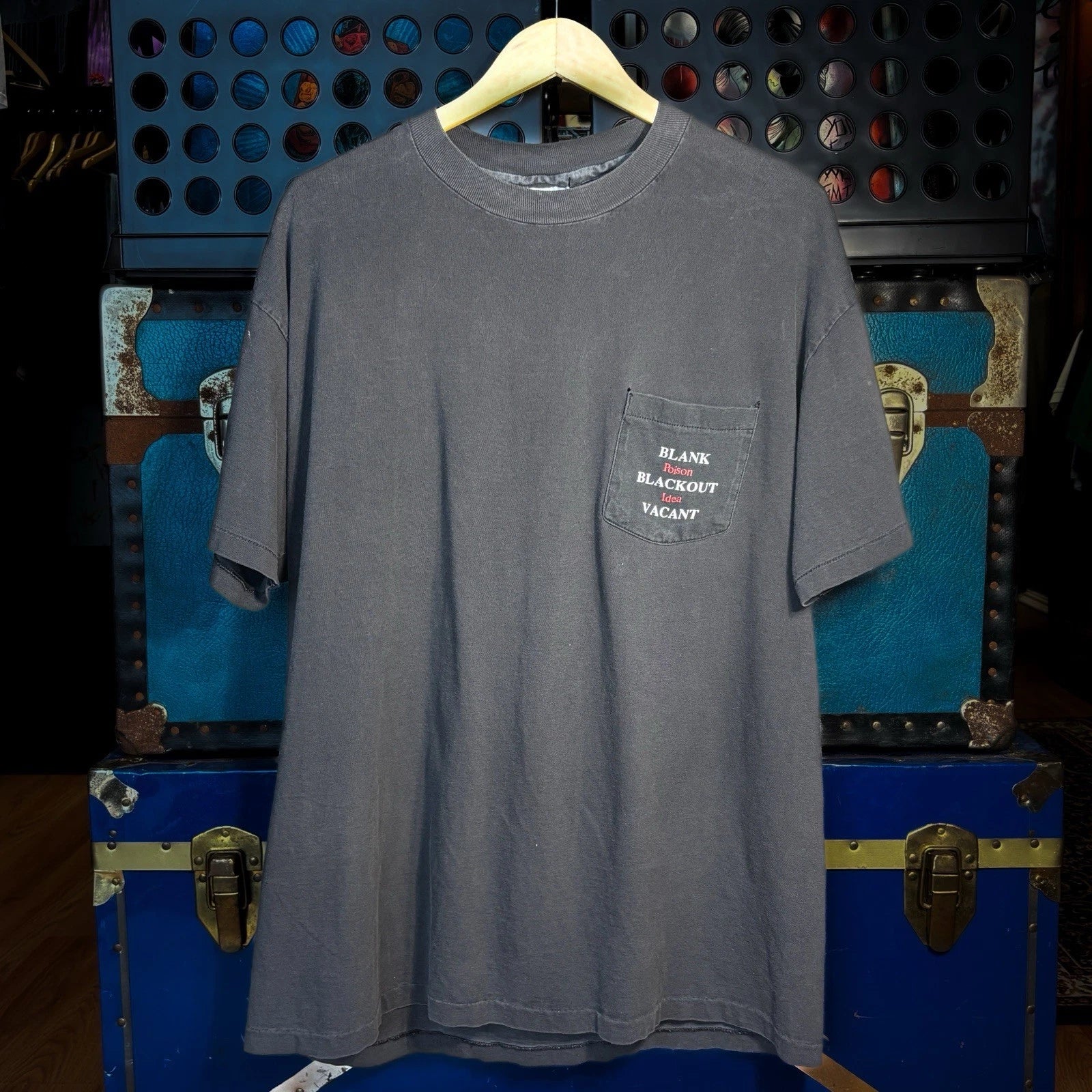 Vintage Poison Idea RARE 90s Taang! Records Pocket Shirt Hardcore Punk Portland