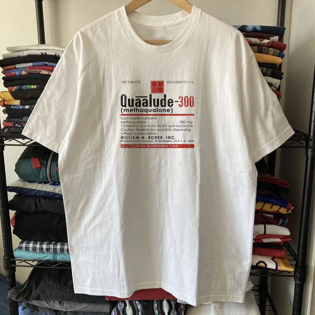90s Quaalude Pill Classic T-Shirt White L